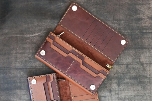 کیف پول و موبایل مردانه چرم طبیعی گاوی دستدوز مدل الوند