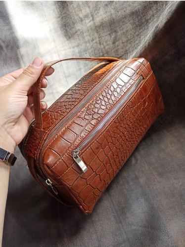 کیف دستی شوزبگ مردانه چرم گاوی پریما عسلی دوحالته سایز بزرگ چرم مندی